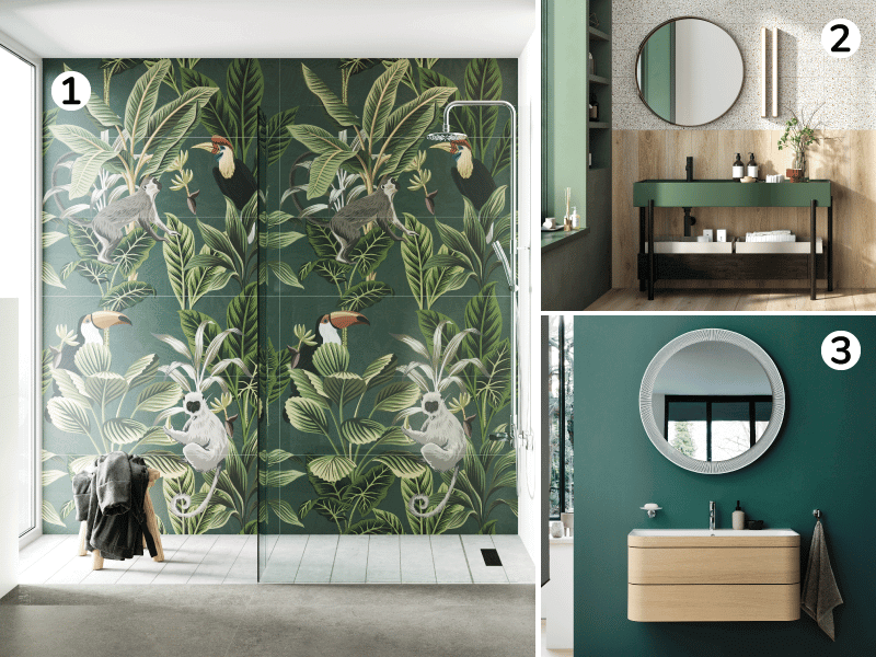Salle de bain tropicale avec une touche de verts
